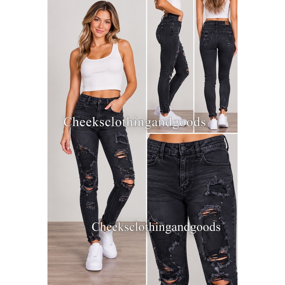 American Eagle Next Level Stretch Hi-Rise Distressed Jegging Black Size 4 Reg